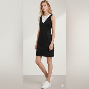 Aritzia Wilfred Free Jones Black Faux Vegan Suede V-Neck Sleeveless Dress Siz 10